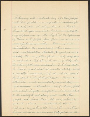 Cornell University Orientation 100 term paper, "What I want from my education." 1944.