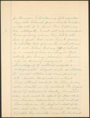 Cornell University Orientation 100 term paper, "What I want from my education." 1944.
