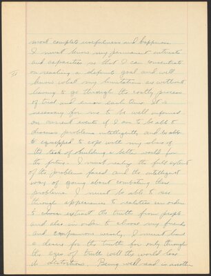 Cornell University Orientation 100 term paper, "What I want from my education." 1944.