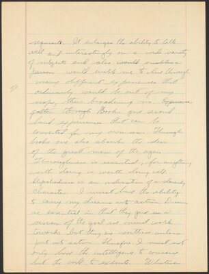 Cornell University Orientation 100 term paper, "What I want from my education." 1944.