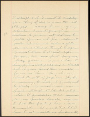 Cornell University Orientation 100 term paper, "What I want from my education." 1944.