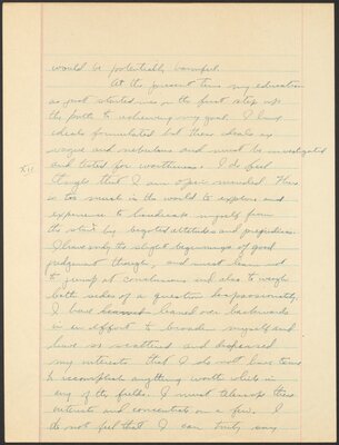 Cornell University Orientation 100 term paper, "What I want from my education." 1944.