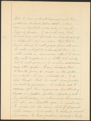 Cornell University Orientation 100 term paper, "What I want from my education." 1944.