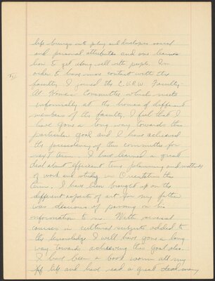 Cornell University Orientation 100 term paper, "What I want from my education." 1944.