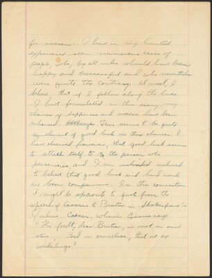 Cornell University Orientation 100 term paper, "What I want from my education." 1944.